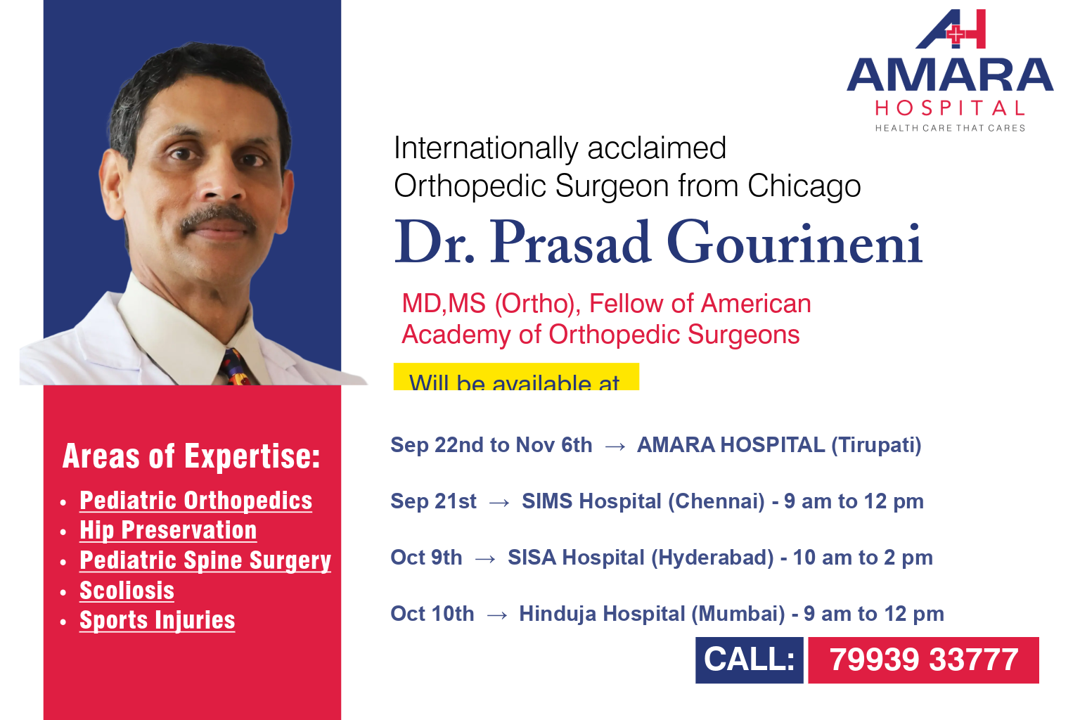 Dr. Prasad Gourineni availability schedule September–November 2026